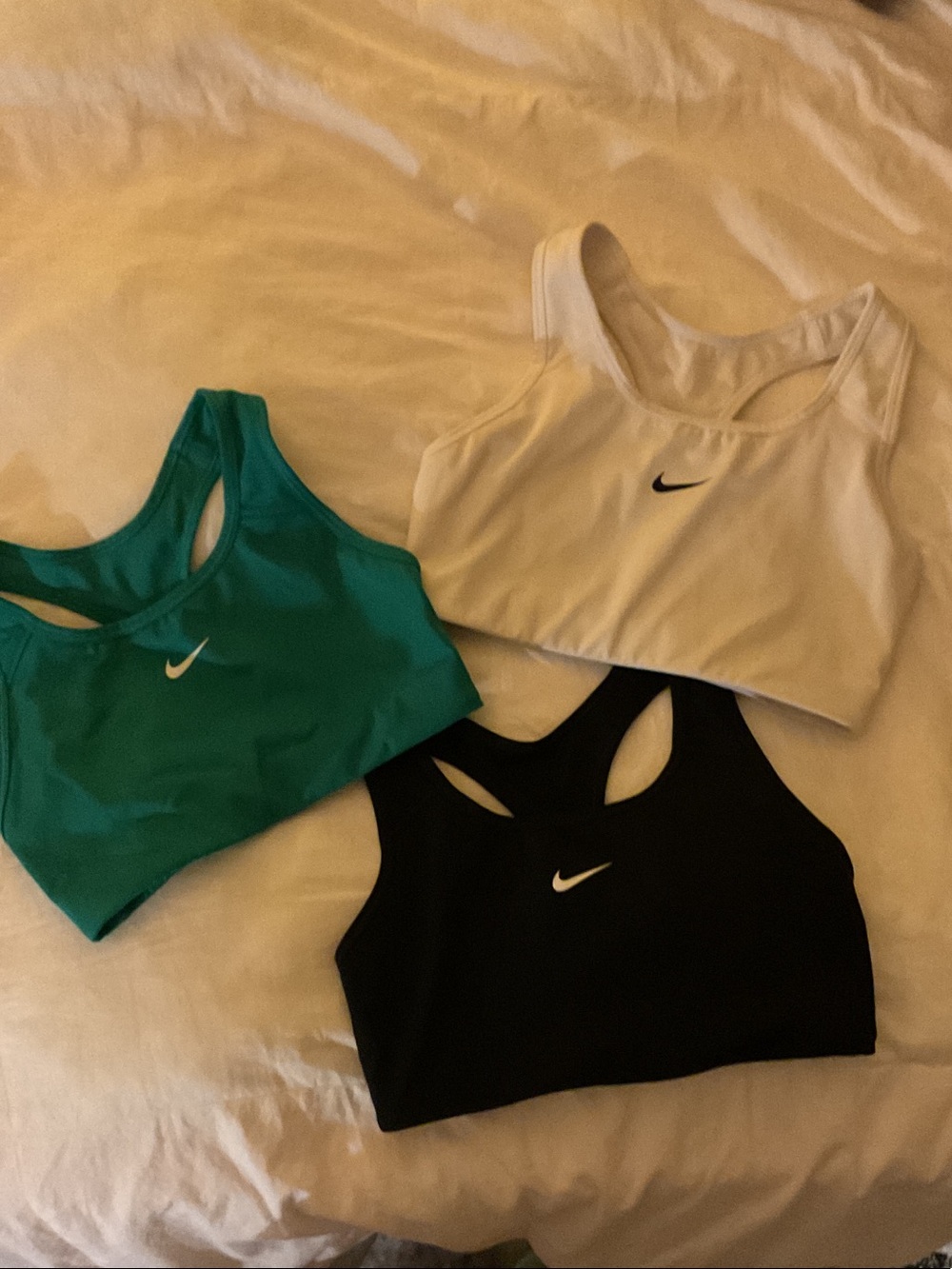 Nike Women’s Racerback Crop Sports Bras - White, Black, Green